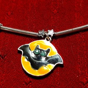 Vintage silver bat choker necklace